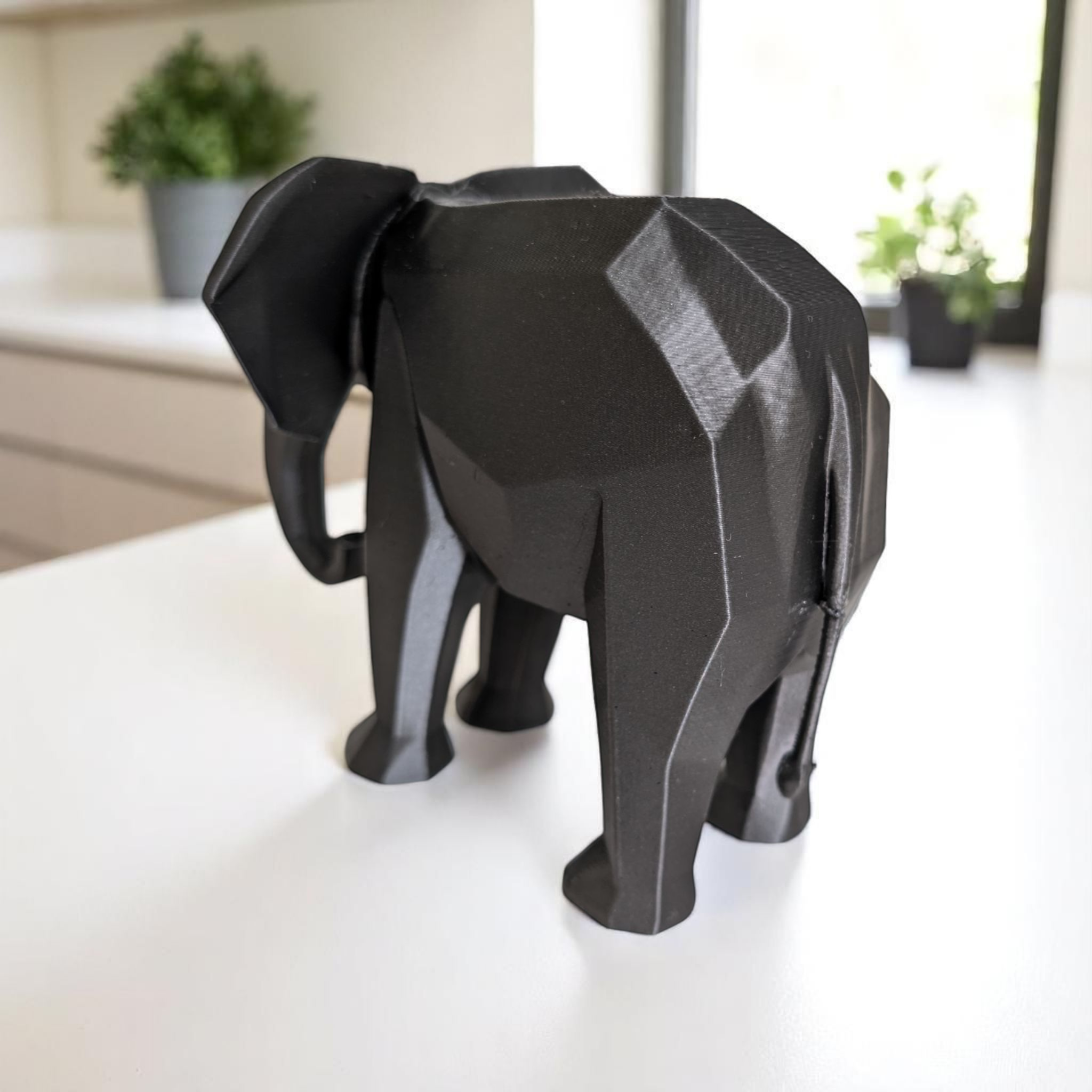 Modern Minimalist Low Poly Elephant Sculpture