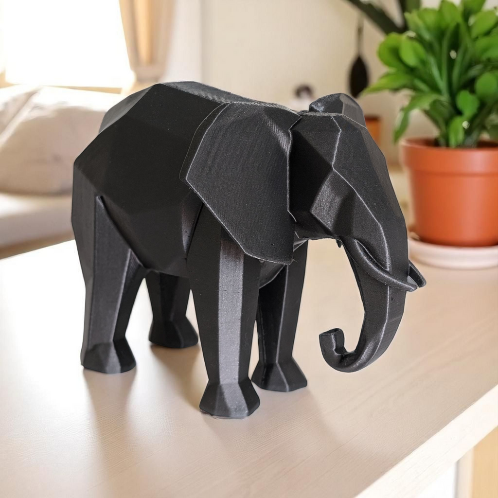 Modern Minimalist Low Poly Elephant Sculpture