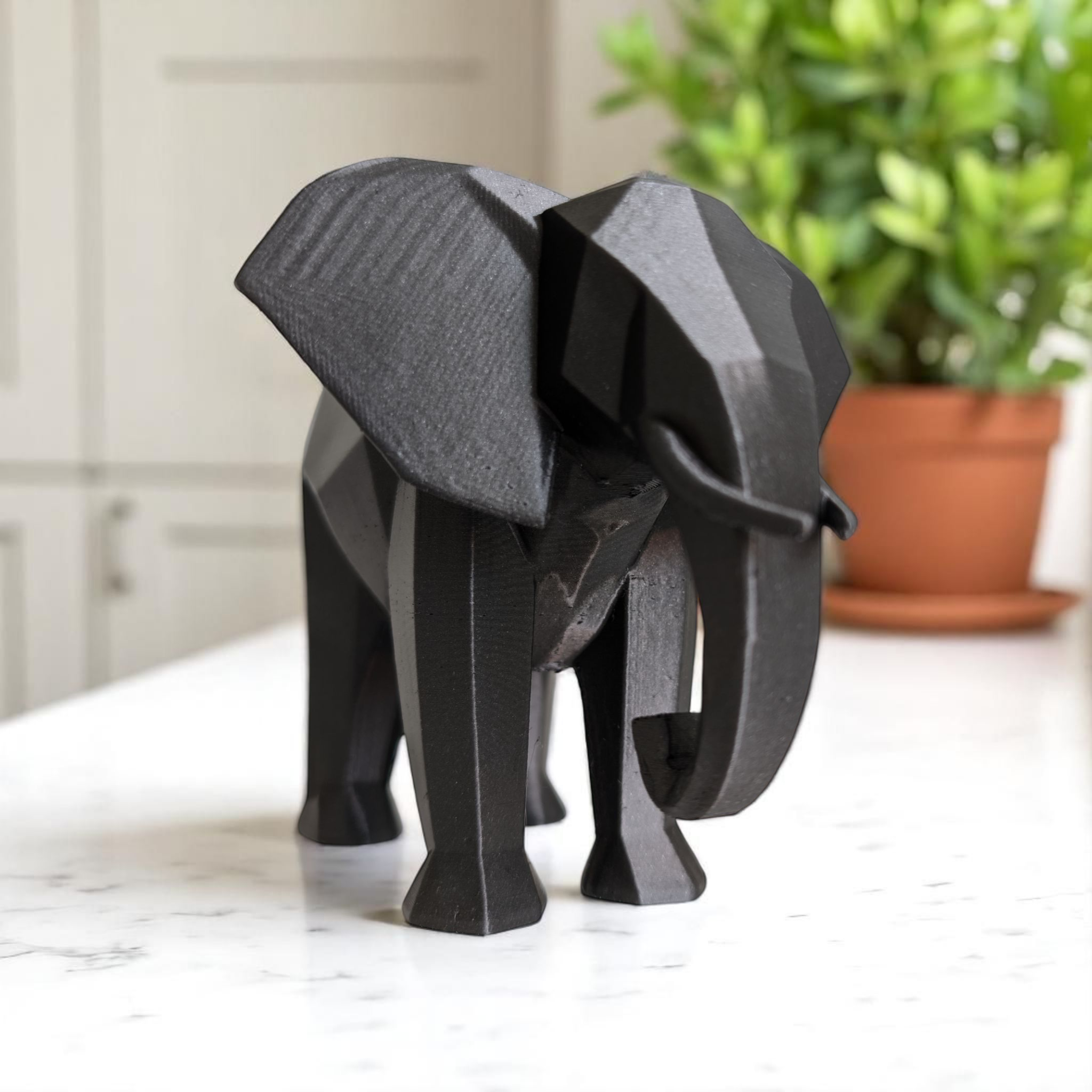 Modern Minimalist Low Poly Elephant Sculpture
